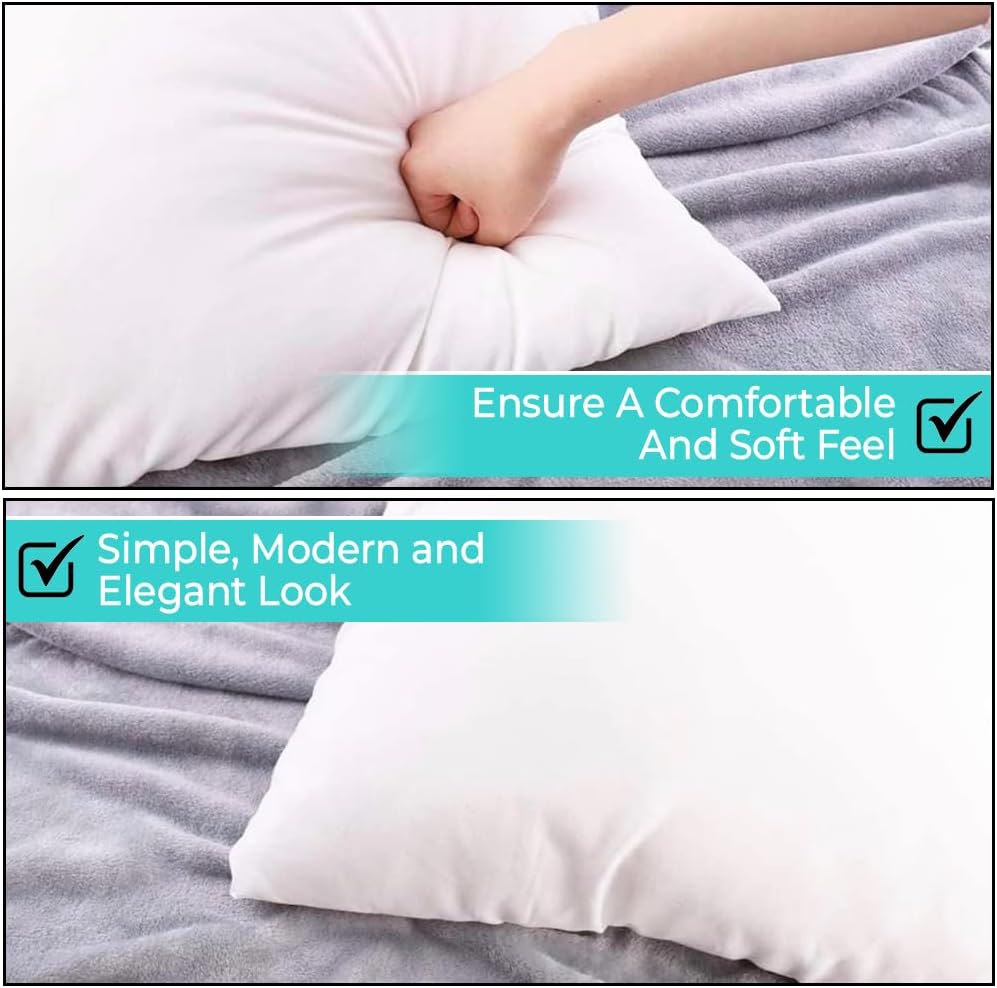 QUBA LINEN 18 x 18 Throw Pillow Insert - Pack of 2 White, Down Alternative Pillow Inserts for Decorative Pillow Covers, Throw Pillows for Bed, Couch Pillows for Living Room (Pack of 2)
