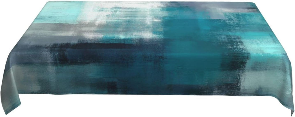 Teal Grey Tablecloth Turquoise Rectangle Table Cloth Washable Table Cover for Decoration Kitchen Dining Room 60x90 Inch